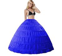 Petticoat Underskirt Crinoline Full A-line 6 Hoops Floor-length Petticoats for Bridal Bridesmaid dress Skirt 9 Colors Suitable For Wedding Dress Princess Skirts Stage Drama Costume(Blue,10)