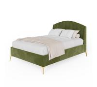 Pettine Double Ottoman Bed Wood & Fabric Green 5 x 7ft