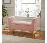 Pettine Ottoman Storage Bench, Blush Pink, H-67cm x W-121cm x D-45.5cm