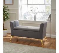 Pettine Upholstered Ottoman Storage Bench Window Seat Bench Fabric Stool Grey