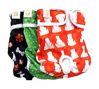 PETTING IS CARING Dog Diapers for Female Dogs 3 PACK - Reusable Dog Nappies Washable Dog Period Pants for Incontinence Training Travel - pet puppy panties incontinence pants sanitary puppy training