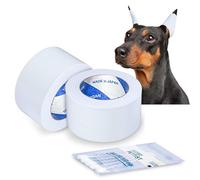 PETTIST Ear Tape for Dogs 2 Pack with Dog Ear Cleaner Cotton Swabs, Self Adhesive Cotton Tape for Dog Ear Protection and Support, Ear Care Set for Dogs (Tape Width_1 inch(25mm))