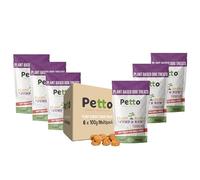 Petto Natural Dog Treats - Hypoallergenic Small Dog and Puppy Treats, Soft Baked, Plant-Based Biscuits High in Protein with Turmeric, Carrot and Coconut Oil, Jump and Run, x6 100g