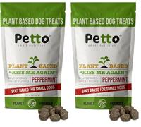 Petto Natural Dog Treats - Hypoallergenic Small Dog and Puppy Treats, Soft Baked, Plant-Based Biscuits High in Protein with Peppermint, Sweet Potato and Blueberries, Kiss Me Again, 100g pack