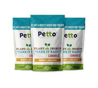 Petto Plant & Insect Based Hypoallergenic Dog Treats 3 x 100g | Healthy & Meat-Free Training Bites | Human Grade & Bakery Made with Crickets, Camomile & Pumpkin