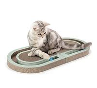 PETTOM Cat Scratcher, Cat Scratching Board with Trackball, Recycle Corrugate Reversible Cats Scratchers Cardboard for Indoor Kitten, Foldable Cats Scratch Pad with Interactive Bell Ball Design