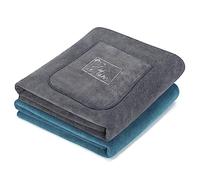 PETTOM Dog Drying Towels Large 2 Pack, Super Absorbent Microfibre Pet Towel with Hand Pockets, Dog Towels for Drying Dogs, Dog Bath Towels Fast Drying Super Soft, Grey and Blue 130 x 75cm