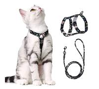 PETTOM Floral Pattern Cat Harness with Lead, Cat Lead with Harness for Cats with Round Lanyard, Escape Proof, Adjustable Chest Strap, Suitable for Small and Medium Cats