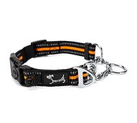 PETTOM Half Choke Dog Collar Adjustable Buckle Choke Chain Dog Collars, Chew Proof Strong Reflective Nylon Dog Collar with Safety Buckle for Large Dogs (L: 52-71CM, Orange)