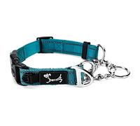 PETTOM Half Choke Dog Collar Large, Reflective Nylon Dog Training Collars Martingale Dog Collars Adjustable Buckle with ID Ring Choke Chain for Dogs Large (L: 52-71CM, Blue)