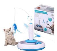 PETTOM Interactive Cat Toy Indoor Teaser Electric toy with 360° Rotating Feather Toys & Ringing Bell Ball Intelligence Toy Game Pen Toy for Cats (Including Replacement Feather)