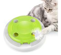 PETTOM Interactive Cat Toys 8 Holes Hide and Seek Mouse Catching Game, Whack A Mole Smart Ambush Exercise Cat Toy, Automatic Feather Cat Toy Battery Powered