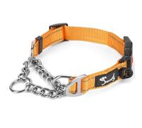 PETTOM Martingale Half Dog Collar, Strong Dog Collar Metal Chain, Quick Release Safety Buckle Reflective Nylon Padded with ID Ring D Ring Adjustable Half Check (M: Neck 43-52 CM)