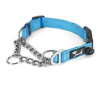 PETTOM Martingale Half Dog Collar, Strong Dog Collar Metal Chain, Quick Release Safety Buckle Reflective Nylon Padded with ID Ring D Ring Adjustable Half Check (L: Neck 52-71 CM)