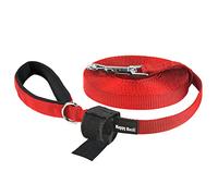 PETTOM Recall Lead for Dogs - 6 m/10 m/15 m Robust Exercise and Training Lead With Padded Handle, Cross Country, Durable Nylon, Red, 15 m