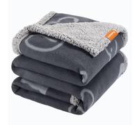 PETTOM Waterproof Dog Blanket 100x75cm, Sherpa Soft Fluffy Warm Pet Dog Blankets Washable Animal Cat Kitten Kennel Mat Warm Throw Over Plush Fleece - Grey