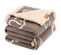 PETTOM Waterproof Dog Blanket 127x100cm, Fleece Warm Dog Blankets Washable for Small Medium Large Dogs and Cats, Reversible Pet Blankets Protects Bed/Sofa/Car with Soft Plush - Beige