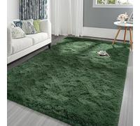 Pettop Fluffy Deep Green Rug for Bedroom Living Room, 4x6 Feet Rectangle Large Plush Fuzzy Carpet for Girls Kids Boys, Non-Slip and Washable Rug for Nursery Classroom, Home Decor