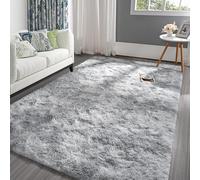 Pettop Fluffy Tie-Dye Light Grey Rug for Bedroom Living Room, 5x8 Feet Super Soft Shaggy Plush Fuzzy Rugs for Girls Kids Boys, Non-Slip and Washable Rug for Nursery Classroom, Carpet for Rooms Decor