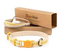 Pettsie Breakaway Cat Collar & Matching Bracelet, Adjustable Safety Collar for Cats, Soft Cotton, Lightweight, Stylish Design, Yellow