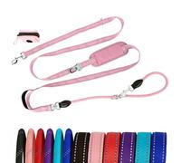 Petty Perry 10FT Hands Free Dog Leash for Small Medium Large Dogs, Heavy Duty Reflective Dog Leash with Traffic Handle, Seat Belt Buckle & Poop Bag Holder (Pink)