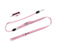 Petty Perry 6FT Heavy Duty Dog Leash for Small Medium Large Dogs, Tangle Free Reflective Dog Training Leash with Double Handle, Seat Belt Buckle & Poop Bag Holder (Pink)