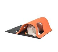 PETULANE Cat Activity Play Mat 2 Pcs, Pet Rug Cat Tunnels for indoor Cats Snuggly Exercise Tent Cat Toys Mouse Catnip Stimulation Kitten Bed House Indoor Accessories DIY Foldable (Orange)