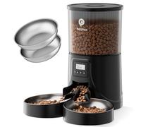 PETULTRA Automatic Cat Feeder 2 Cats: Dual Auto Timed Feeder | 16 Cups/4L for Cat & Small Dog Food Dispenser | Dual Power& Easy Clean | 1-6 Meals Portion Control