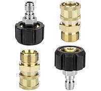 Petutu Pressure Washer Adapter Set, 2 Pair M22 (M22-14MM) 1/4'' Quick Connect, Brass, 5000 PSI, 1/4inch, Silver, Black, Gold