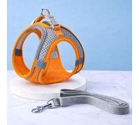 PetUuzzy Dog Harness Vest with Neck Release Buckle- No Pull Pet Harness with 2 Leash Clips-Adujstable Soft Padded Breathable-Reflective No-Choke with Easy Control for Training (Orange, Medium)