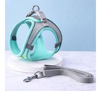 PetUuzzy Dog Harness Vest with Neck Release Buckle- No Pull Pet Harness with 2 Leash Clips-Adujstable Soft Padded Breathable-Reflective No-Choke with Easy Control for Training (Aqua, Large)