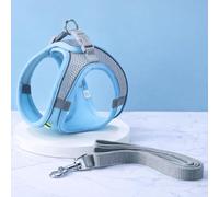 PetUuzzy Dog Harness Vest with Neck Release Buckle- No Pull Pet Harness with 2 Leash Clips-Adujstable Soft Padded Breathable-Reflective No-Choke with Easy Control for Training (Blue, Large)