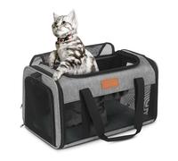 PETUX Pet Carrier Airline Approved for Small Cats and Dogs, 17"x11"x9.5" Portable Cat Carrier Soft with Anti-Scratch Mesh, Top Open Breathable Cat Travel Carriers for Pets Up to 15 Lbs (Grey)