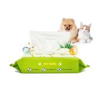 Petux Pet Wipes for Dogs and Cats, Unscented Dog Wipes Cleaning Deodorizing with Aloe Vera & Vitamin E, Soft Skin-Friendly Cat Wipes for Paws, Body, Bum, Fur and Face, 80 Count