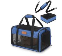 PETUX Soft Sided Cat Carrier with Litter Box, Portable TSA Approved Pet Carrier in Cabin with Shoulder Straps & Safety Leash, Cat Travel Carrier for Pets up to 20 LB, Ideal for Outdoor Travel (Blue)