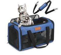 PETUX Soft Sided Cat Carrier with Safety Leash, Portable TSA Approved Pet Carrier in Cabin with Shoulder Straps, Cat Travel Carrier for Pets up to 20 Lbs, Dog Carrier for Outdoor, Travel (Blue)