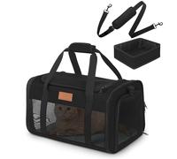 PETUX TSA Approved Pet Carrier in Aabin with Little Box, Airline Approved Cat Carrier with Flannel Mat, Dog Carriers for Small Dogs with Top Open(Black)