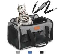 PETUX TSA Approved Pet Carrier in Cabin, 17"x11"x9.5" Soft Cat Carriers for Small Cats Up to 12 Lbs, Top Open Portable Pet Carrier Airline Approved with Anti-Scratch Mesh for Travel, Vet Visit (Grey)