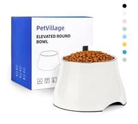 Petvillage Dog Bowls,Cone Friendly Non Slip Single Dog Bowl with Stainless Steel Inner, Raised Bowls for Small Dogs Spaniel Dogs Long Ear, High Capacity, M/2 Cup White