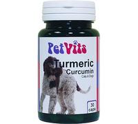 PetVits Turmeric Curcumin for Cats and Dogs : Digestive and Joint Pet Supplement : 30 capsules, in a 99% recycled pot