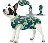 PetWarm Dog Neuter Recovery Suit Male, Onesie for Dogs, Bodysuit for Sensitive Skin Areas, Professional Pet Recovery Shirt Dog Abdominal Affected Areas Bandages, Duck Pattern, Green, 2XL