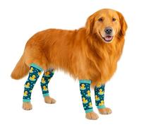 PetWarm Dog Recovery Leg Sleeves 4pcs Set Duck Print - Anti-Lick Post-Surgery Wraps for Dogs, Breathable Joint Support Sleeves for Medium & Large Breeds, Green, L