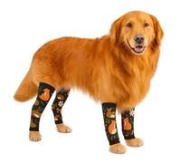 Petwarm Dog Recovery Leg Sleeves 4pcs Set Fox Forest Print - Cone-Free Joint Support Sleeves for Dogs, Anti-Lick Recovery Wraps for Medium & Large Dogs, Black Brown, L