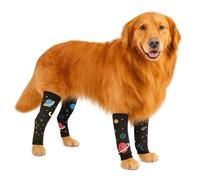 PetWarm Dog Recovery Leg Sleeves 4pcs Set Galaxy Print - Soft Elastic Anti-Bite Leg Covers for Dogs, Cone Alternative for Surgery & Joint Relief, Black, L
