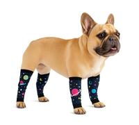 PetWarm Dog Recovery Leg Sleeves 4pcs Set Galaxy Print - Soft Elastic Anti-Bite Leg Covers for Dogs, Cone Alternative for Surgery & Joint Relief, Black, S