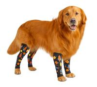 PetWarm Dog Recovery Leg Sleeves 4pcs Set Rocket Print - Breathable Anti-Lick Dog Leg Sleeves, Surgery Recovery Wraps for Joint Support, 4-Pack for Medium & Large Dogs, Black Gold, L