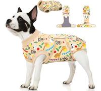 PetWarm Dog Recovery Suit Male Neutered Surgery, Substitute E-Collar Cone Prevent Licking Onesies for Dogs, Dog Surgery Recovery Suit, Female Male Onesie for Dogs Spay Neuter, Zoo Pattern, Yellow, 2XL