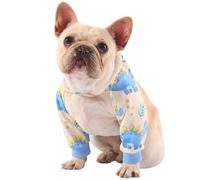 PetWarm Dog Sleeves Two-Limb, Dog Recovery Sleeve Front Leg, Stops Licking or Chewing, Anti-Slip Straps Hold Secure, Dinosaur Print for Photos, Ideal for Indoor Rest or Outdoor Play, Light Blue, S