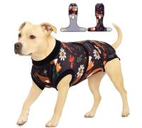 PetWarm Dog Spay Recovery Suit, Surgery Suit for Dogs, Professional Pet Recovery Shirt Abdominal Wounds Bandages, Female Male Dog Onesie for Spay Neuter, Zoo Pattern, Black Brown, L