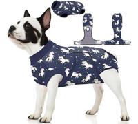 PetWarm Dog Suit for Surgery Recovery, Clothes for Dogs, Dog Bodysuit for Recovery, Cone Alternative for Post-Operative Use, Prevents Licking and Scratching, Unicorn Pattern, Blue, XS